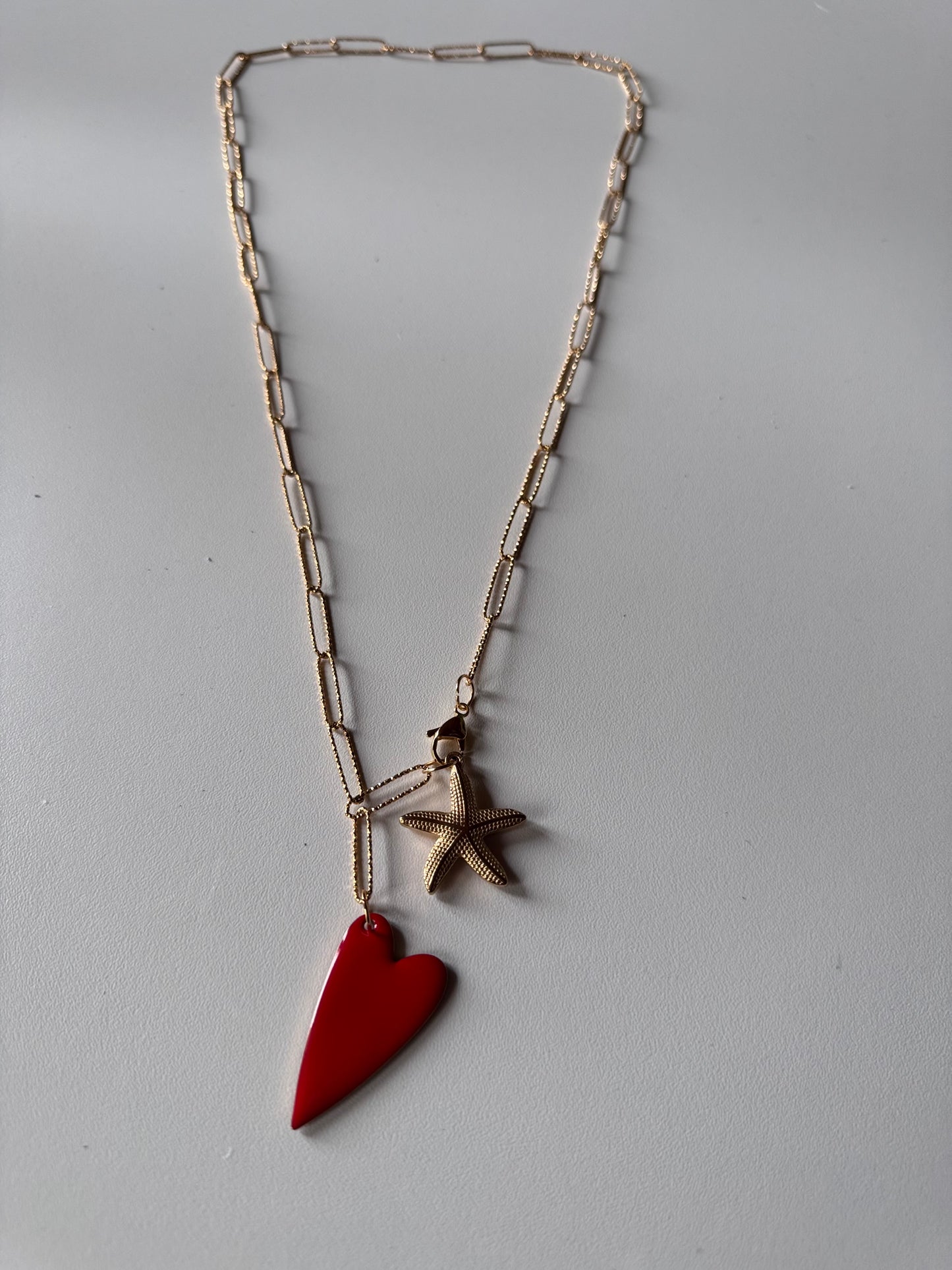 Catena acciaio cuore rosso