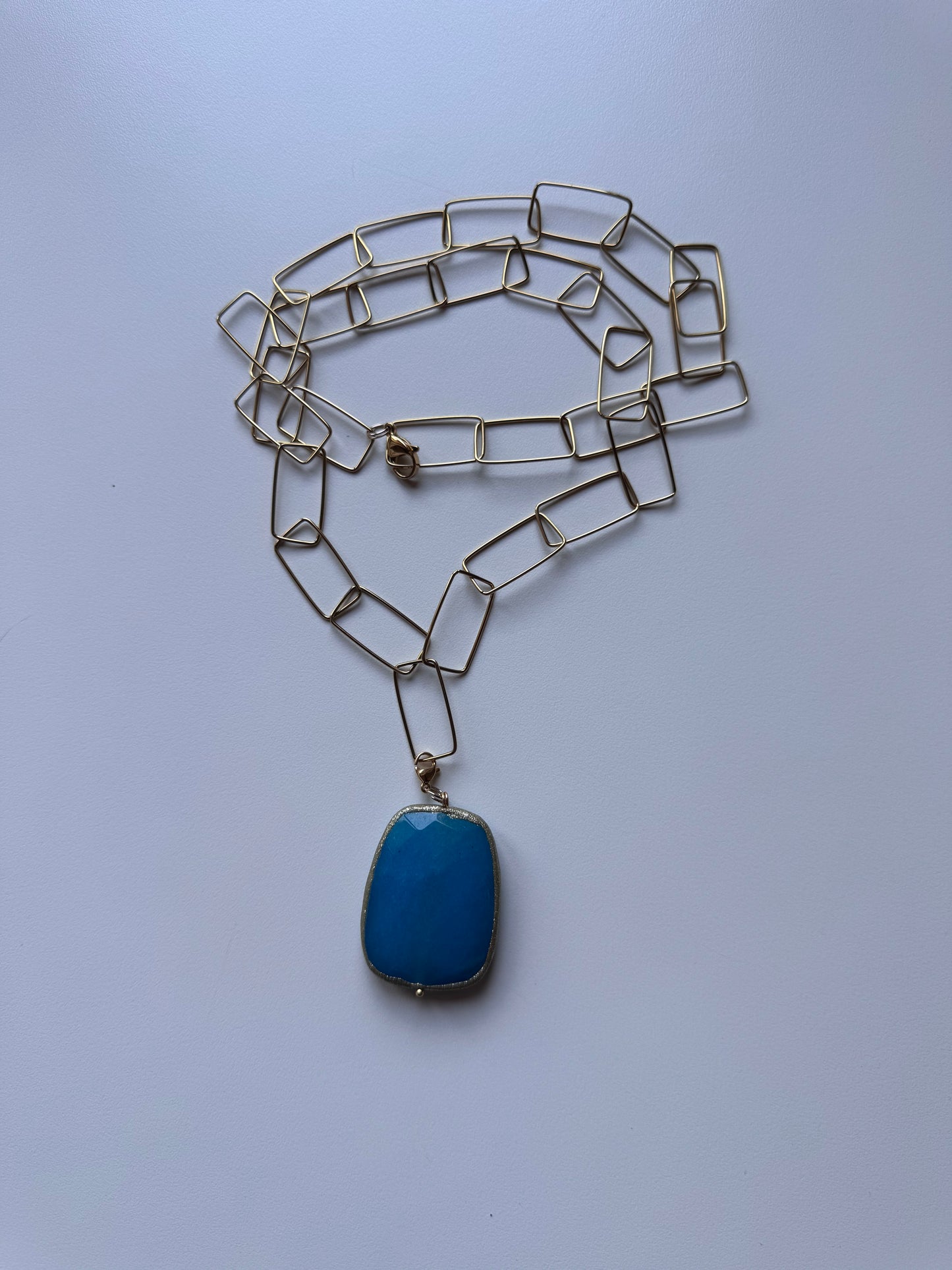 Collana catena in acciaio e pietra rimovibile
