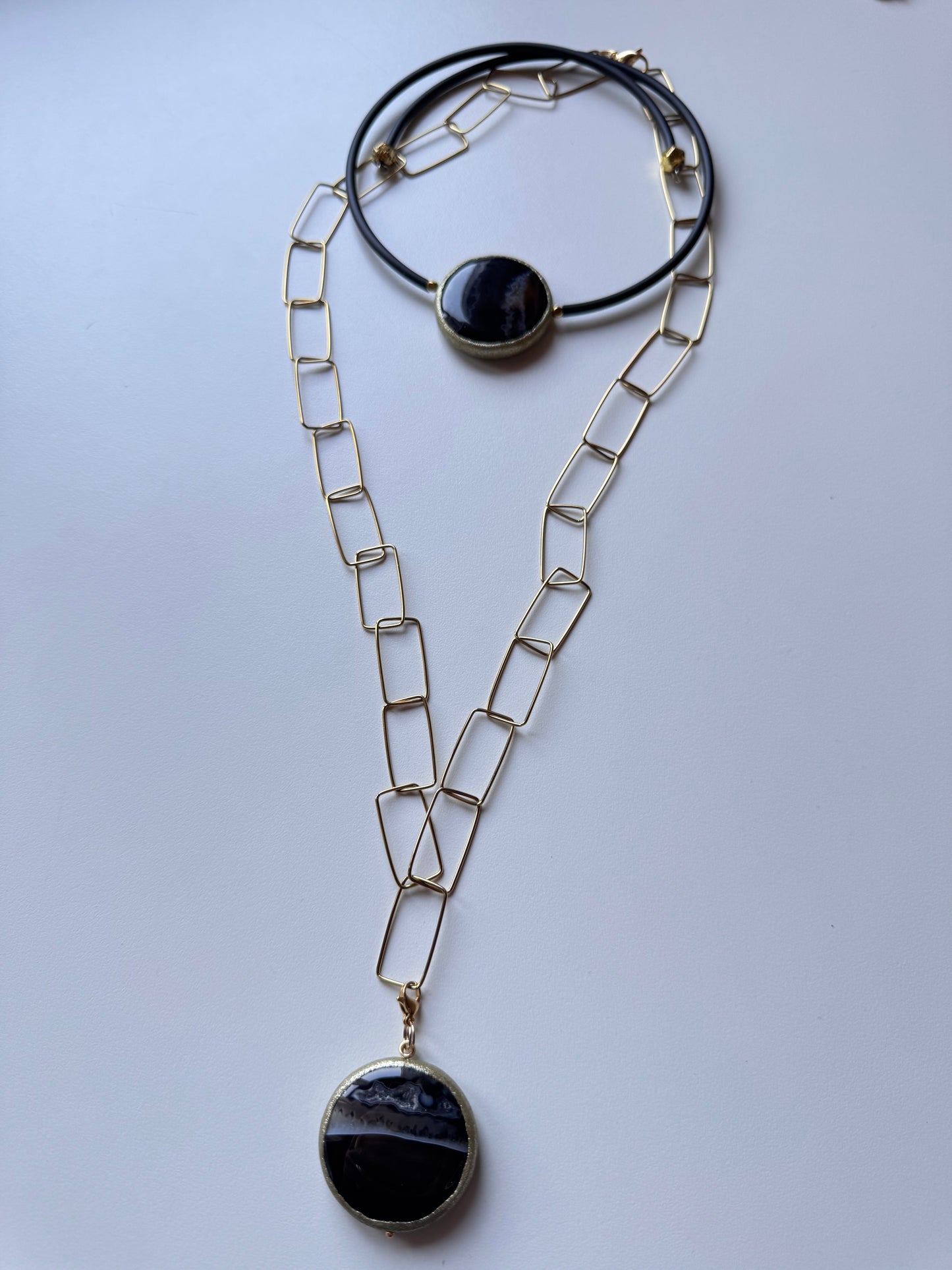 Collana catena in acciaio e pietra rimovibile