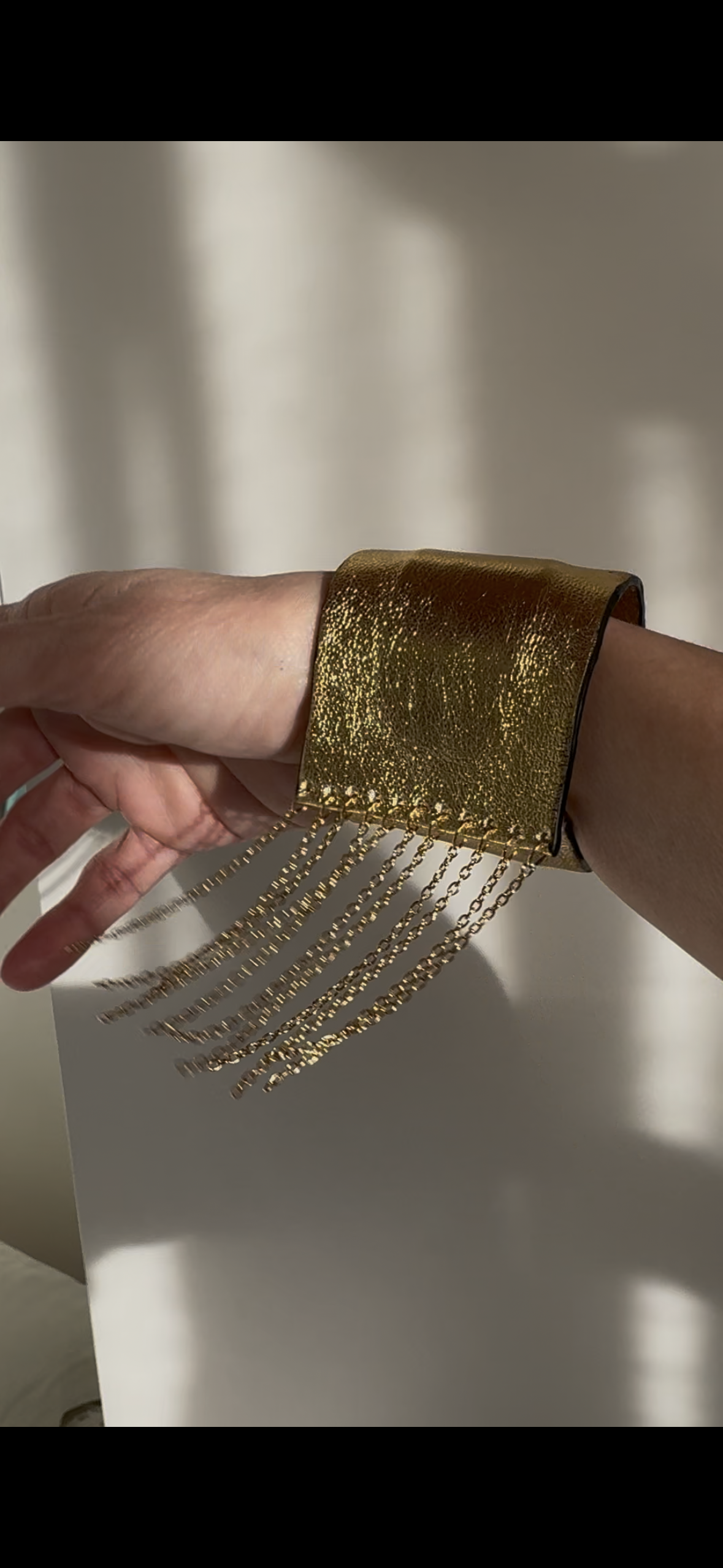 Bracciale in pelle con Frange acciaio oro o argento
