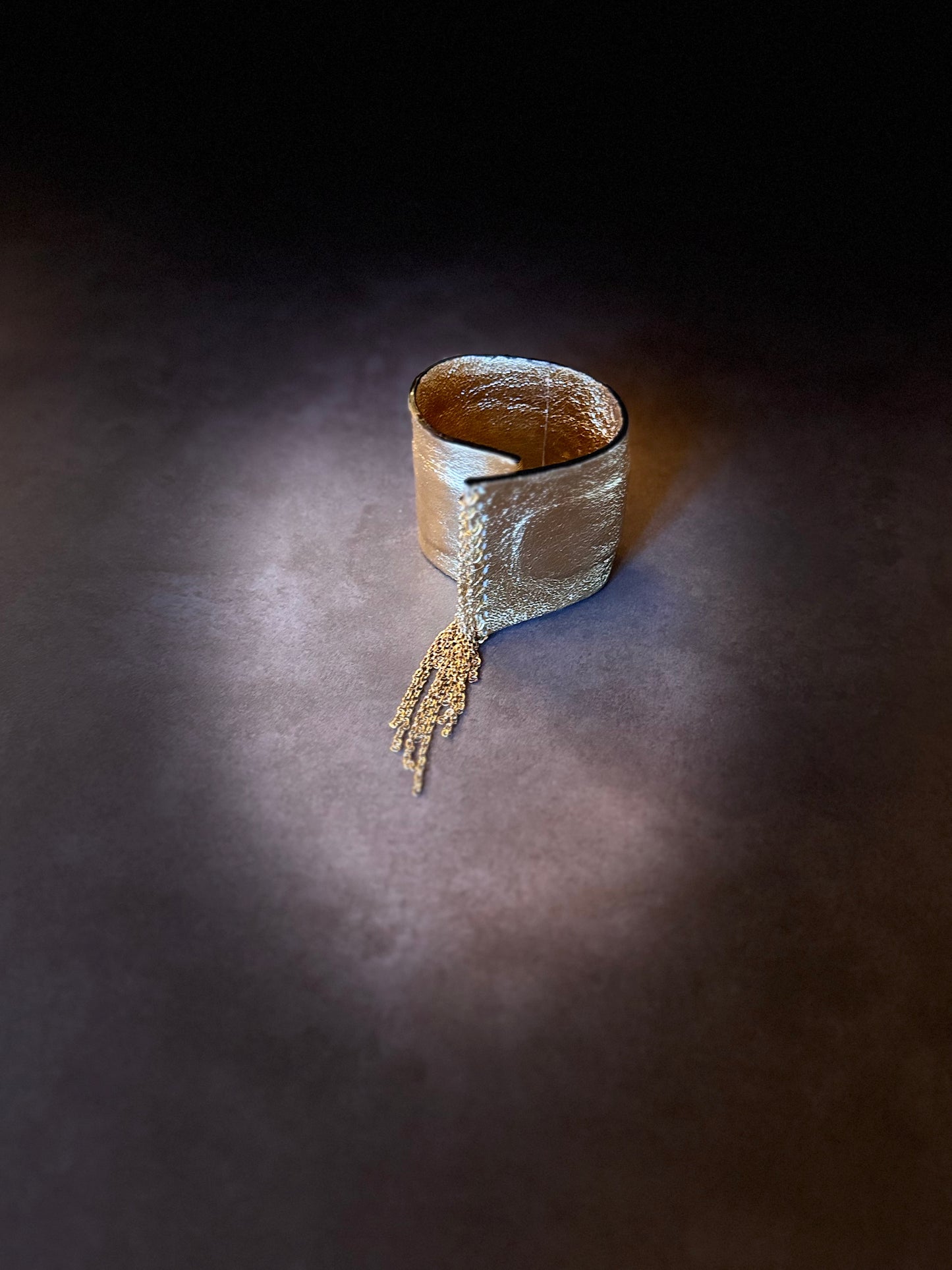 Bracciale in pelle con Frange acciaio oro o argento