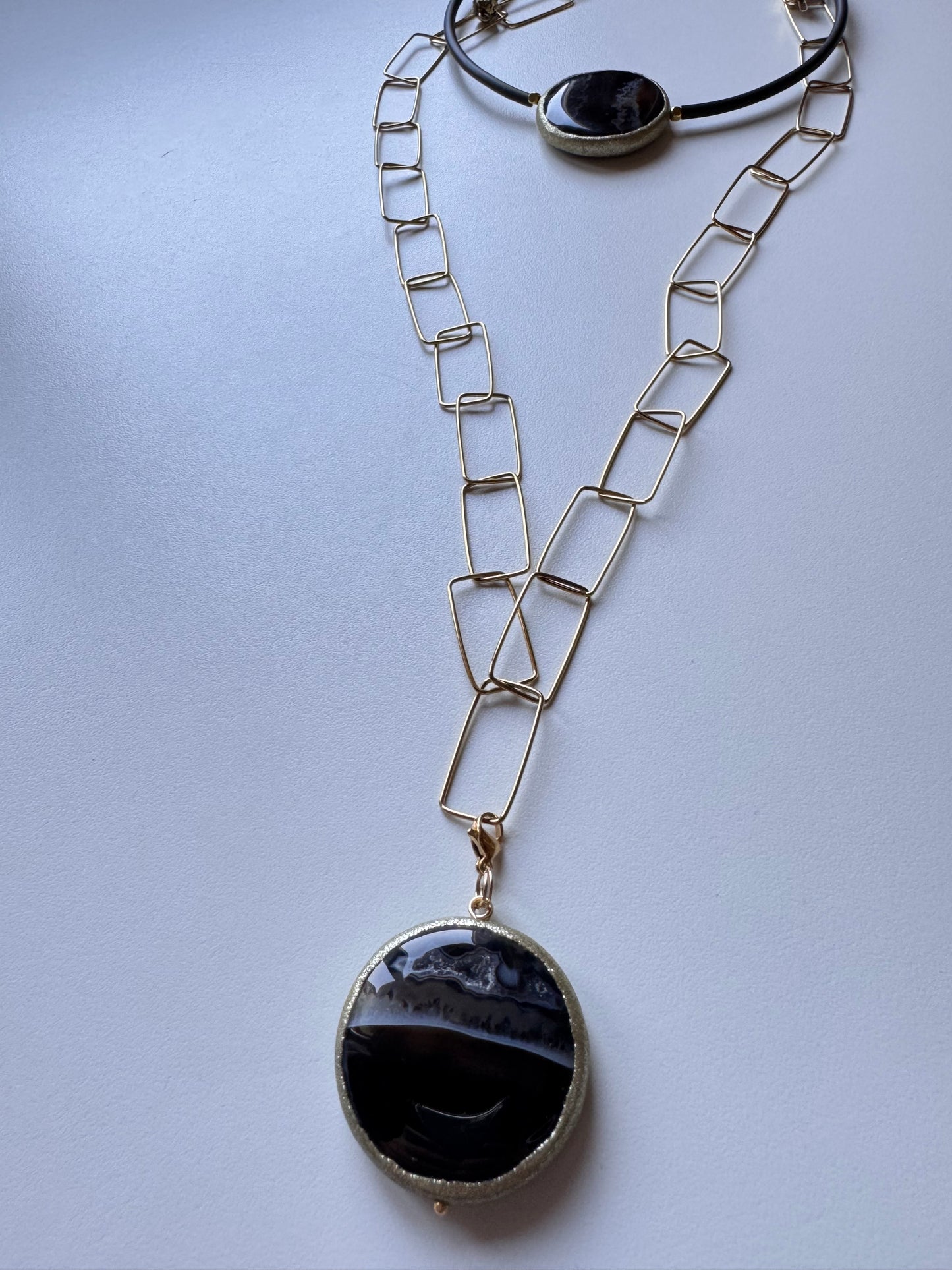Collana catena in acciaio e pietra rimovibile