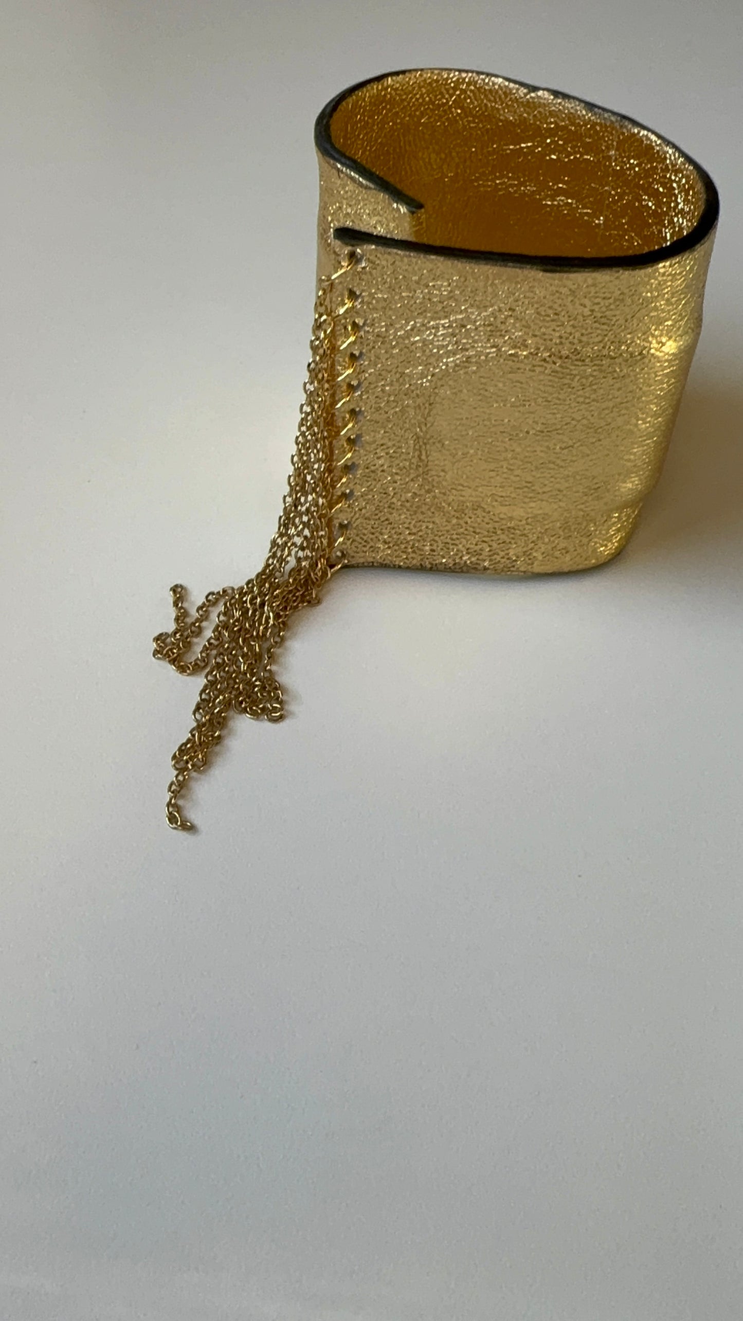 Bracciale in pelle con Frange acciaio oro o argento