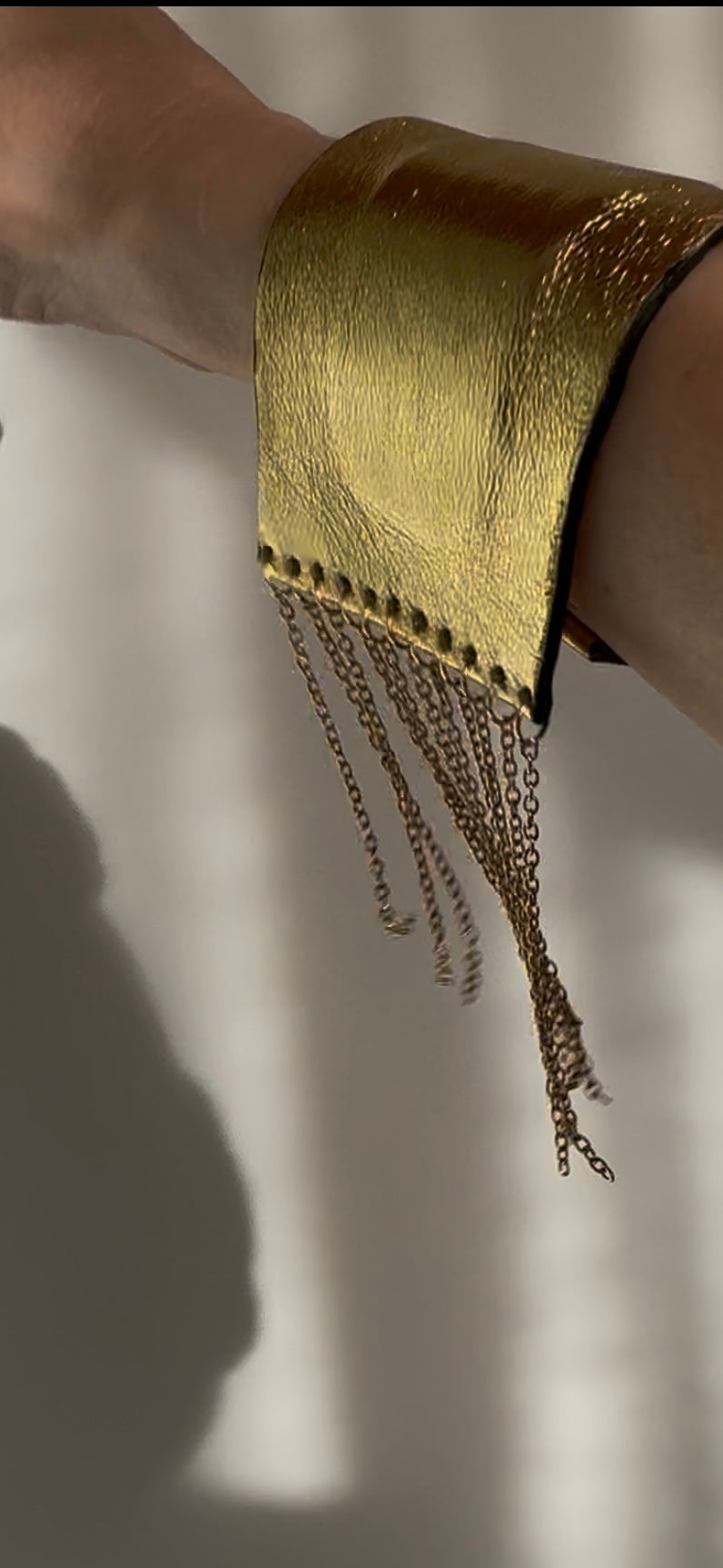 Bracciale in pelle con Frange acciaio oro o argento