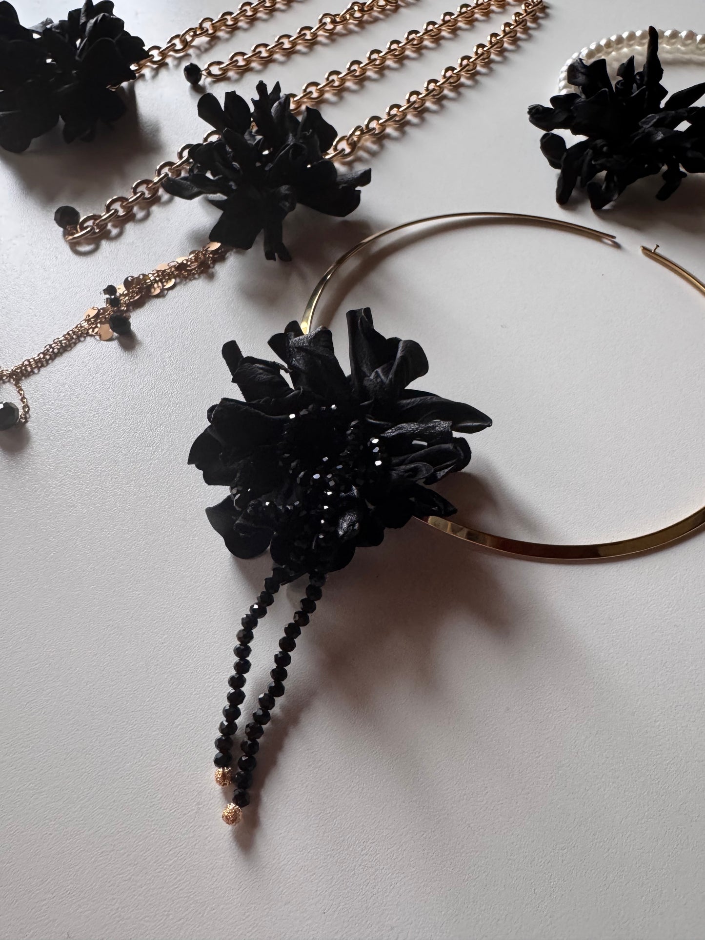 Collana Fiore in pelle