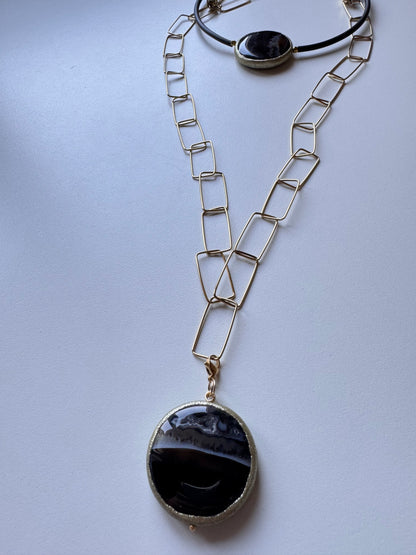 Collana catena in acciaio e pietra rimovibile