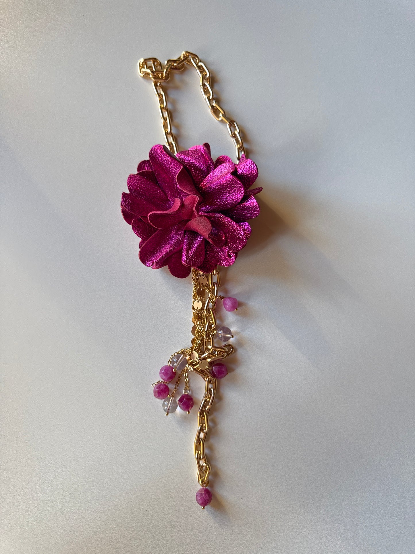 Collana Fiore in pelle