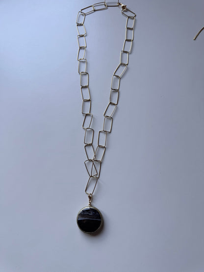 Collana catena in acciaio e pietra rimovibile