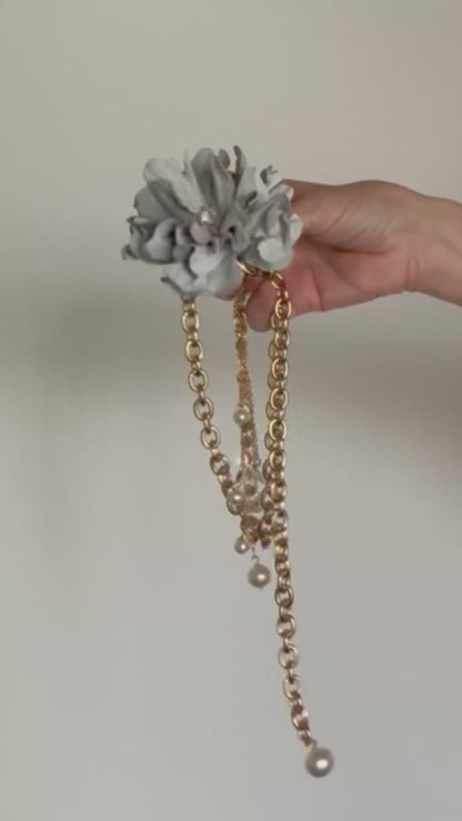 Collana Fiore in pelle su catena